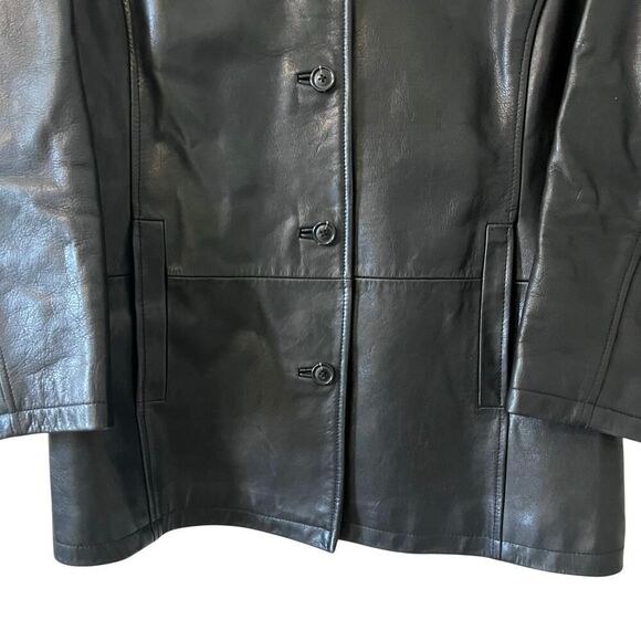 The Territory Ahead Women’s Button Front Black Leather Jacket Size L - Picture 5 of 13